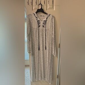 Elegant White and Black Polka Dot Dress